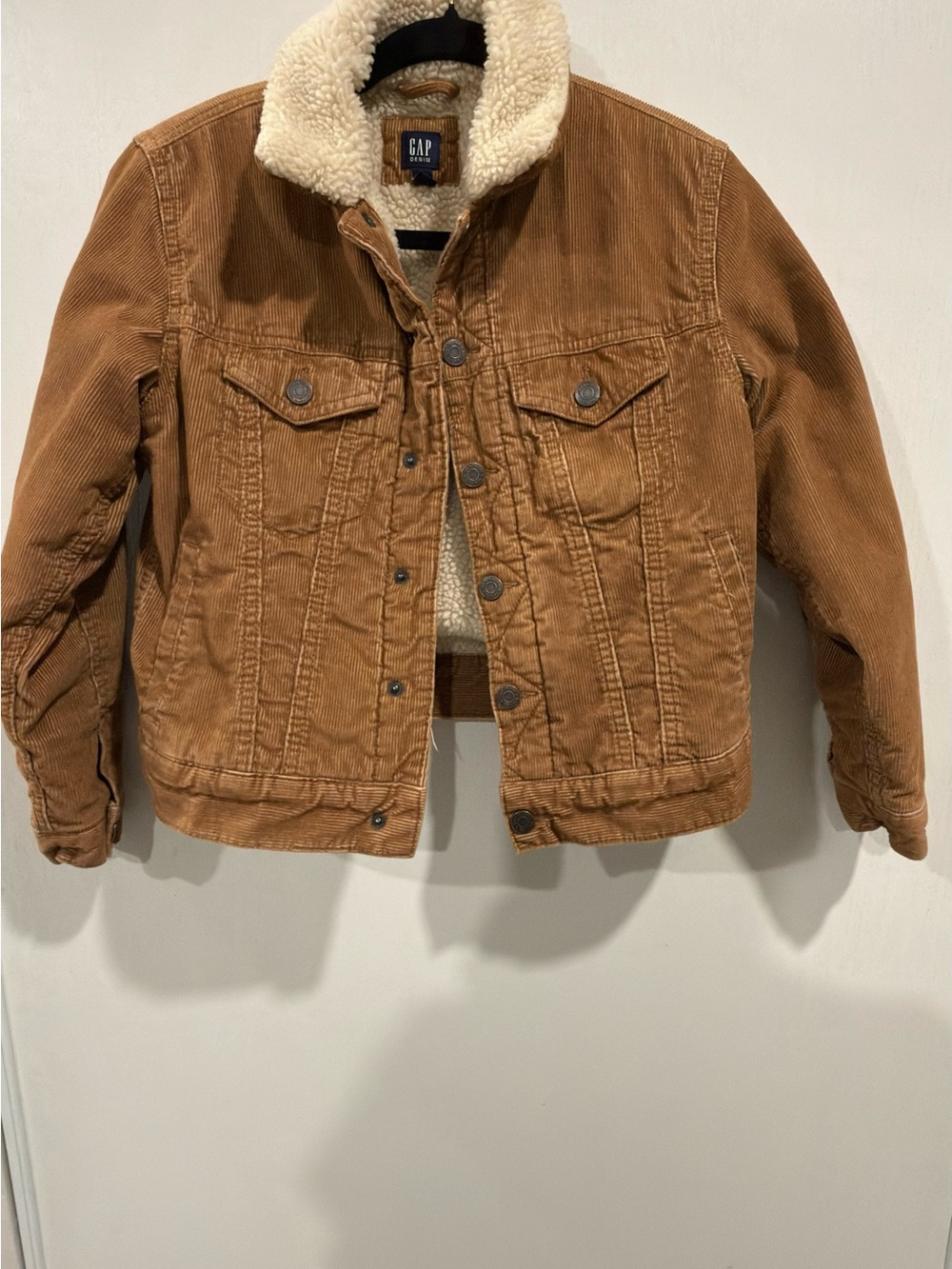 GAP Kids Brown Corduroy Sherpa-Lined Trucker Jacket Size L 10-11
